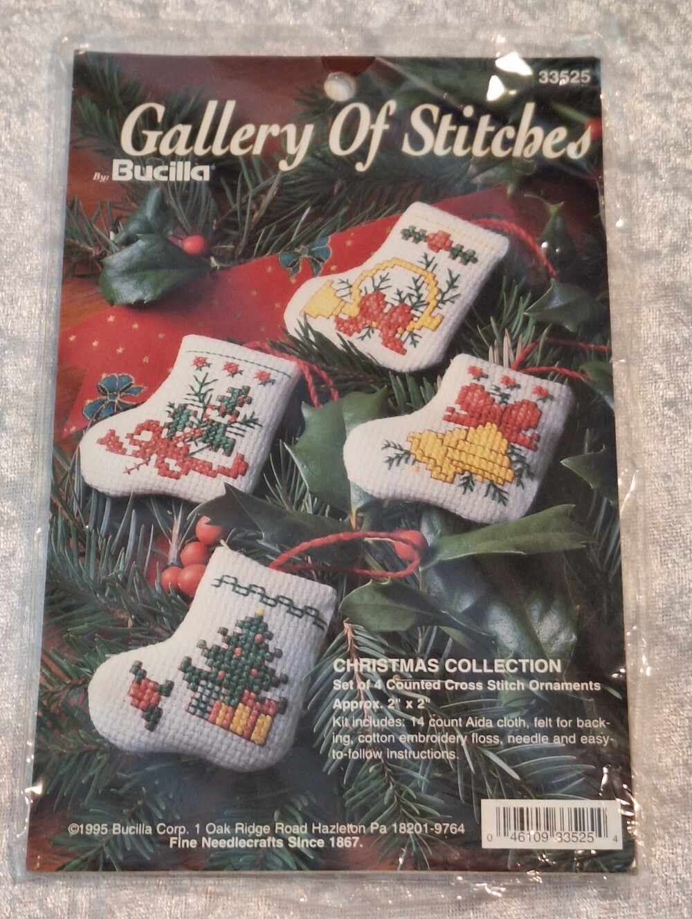 Vintage Bucilla 1995 Christmas Mini Stockings Cross Stitch Ornament Kit #33525